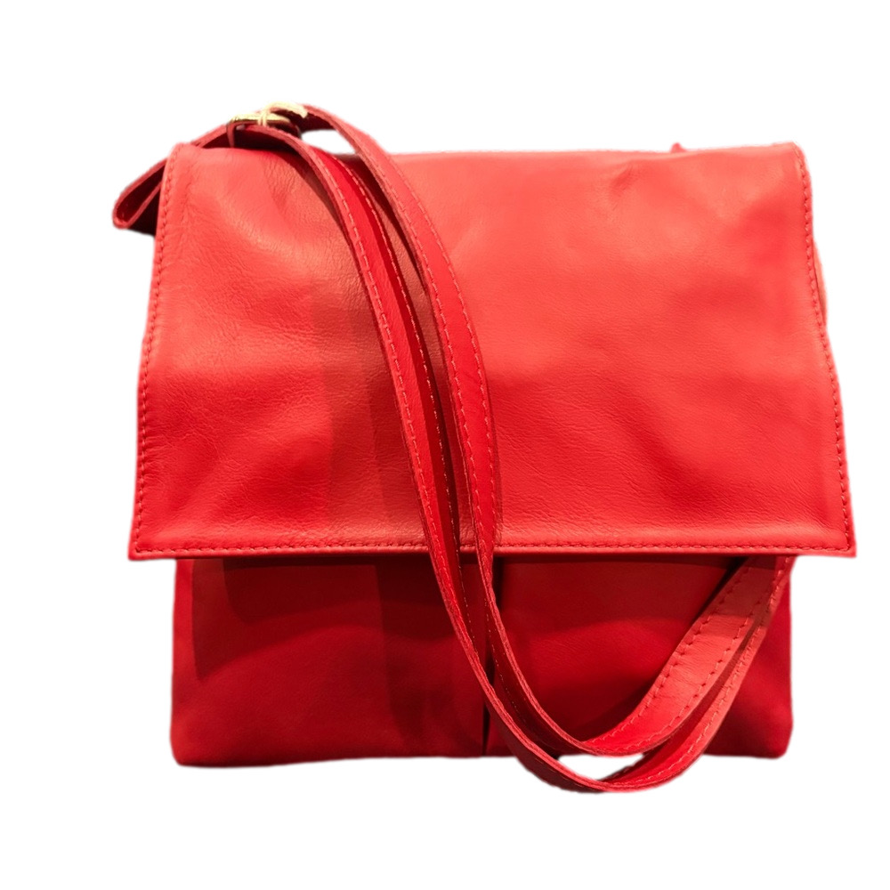 Red Leather Crossbody Bag | Made in Greece | Soft Genuine Leather | NWOT
